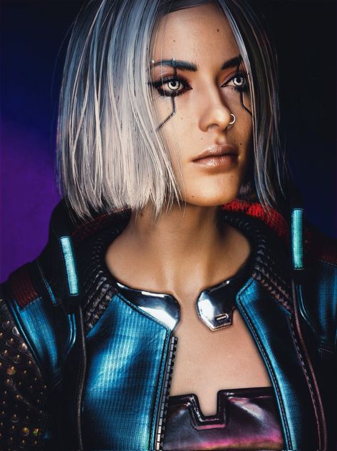 Cyberpunk Costume Women, Cyberpunk 2077 Hairstyles, Cyberpunk 2077 Clothes, Cyberpunk Makeup Tutorial, Cyberpunk Makeup Ideas, Cyberpunk Hairstyles, Futuristic Makeup Sci Fi, Cyberpunk Face Implant, Sci Fi Makeup