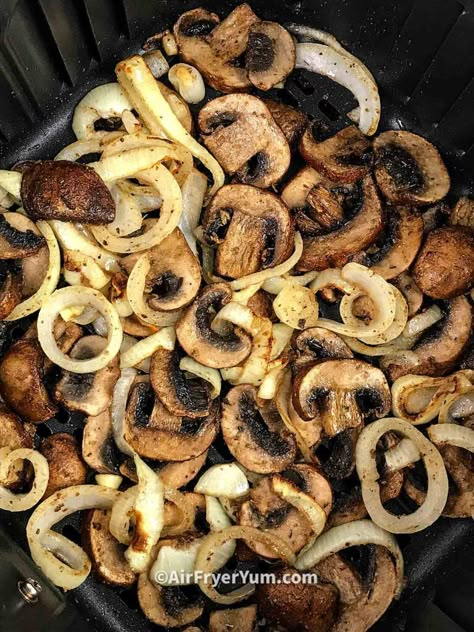 Mushrooms Air Fryer Recipes, Air Fry Mushroom Recipes, Veggie Recipes Air Fryer, Airfryer Mushroom Recipes, Air Fryer Mushrooms And Onions, Fried Mushroom Recipes Air Fryer, Mushroom Air Fryer, Fried Mushrooms Air Fryer, Airfryer Mushrooms