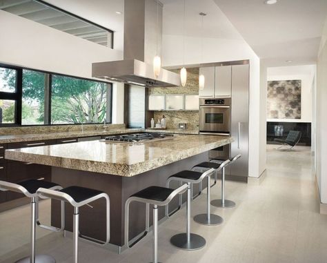 Brown Kitchens, Island Ideas, Luxe Interiors, Luxury Kitchens, Large Kitchen, Kitchen Layout, Luxury Kitchen, Kitchen Style, Contemporary Kitchen