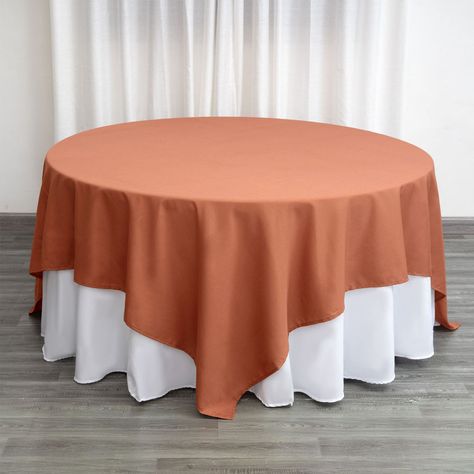 Square Overlay, Color Terracota, Wedding Tablecloths, Table Overlays, Craft Fair Displays, Banquet Tables, Square Tablecloth, Party Table Decorations, Product Listing