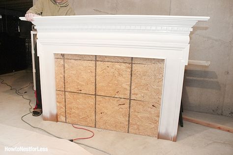 Fireplace Mantle Headboard, Fireplace Mantels Diy, Fireplace Headboard, Mantle Headboard, Mantel Headboard, Painted Fireplace Mantels, White Fireplace Mantels, Diy Fireplace Mantel, Farmhouse Fireplace Decor