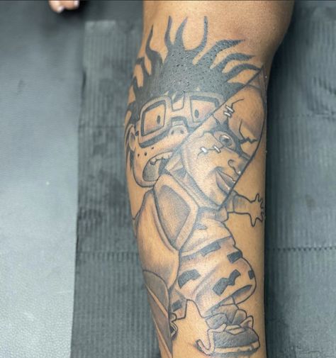 Chuckie Tattoo Design, Me Vs Me Tattoo Chucky, Chunky Tattoo, Baddie Arm Tattoos Sleeve, Glo Gang Tattoo, Chucky Tattoo Stencil, 90s Flash Tattoo, Chucky Tattoo, Butterfly Ankle Tattoos