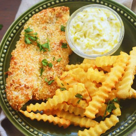 Air Fryer Fish and Chips Healthy - Recipe Diaries Fish Air Fryer, Fish Filet Recipes, Air Fryer Fish And Chips, Recipe For Fish, Filet Recipes, Fish Filet, Recipe Diaries, Parmesan Crusted Tilapia, Air Fryer Fish