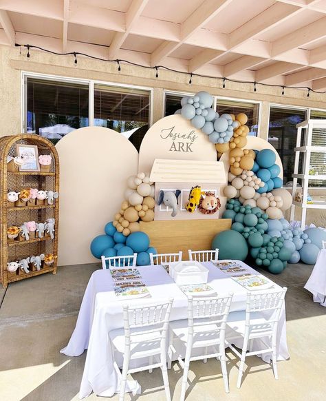 Noah And The Ark Birthday Party, Noahs Ark Baby Shower Theme, Noah’s Ark Backdrop, Noah’s Ark 1st Birthday, Noahs Arc First Birthday, Noahs Ark 1st Birthday Party Ideas, Noah's Ark Baby Shower Decorations, Noah’s Ark Birthday, Noah’s Ark Themed Birthday Party