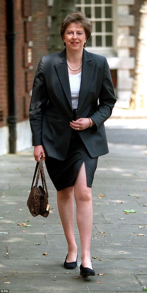 Teresa May, Secretary Outfits, Cybill Shepherd, Carol Kirkwood, Theresa May, Rain Cape, Prime Minister, Patent Boots, Grey Suit