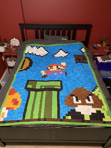 Mario Quilt Pattern, Lego Quilt, Mario Quilt, Pixel Quilt Pattern, Pixel Quilt, Quilt Crochet, Mario Crochet, Pixel Quilting, Quilting Stitches