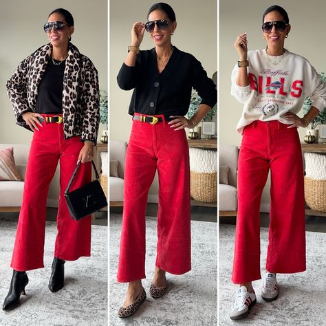 My absolute favorite wide leg ankle red cords from Target. Super soft. Size up one size. Wearing a 4 Tops are a small

#LTKSaleAlert#LTKFindsUnder50#LTKU
https://liketk.it/4SiJl Wide Leg Red Pants Outfit, Red Pant Outfit, Red Courdory Pants Outfits, Red Palazzo Pants Outfit, Red Slacks Outfit, Red Dress Pants Outfit, What To Wear With Red Pants, Red Pants Christmas Outfit, Red Pants Outfit Winter