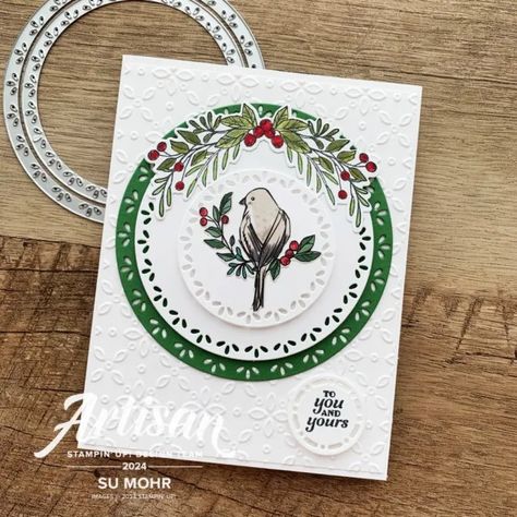 Christmas In July Sneak Peek - Aromas and Art Xmas Card Craft, Hand Crafted Cards, Nature Card, Paper Crafts Card, Stampin Up Christmas Cards, 2024 Christmas, Stampin Up Christmas, Hand Of Cards, Bird Cards