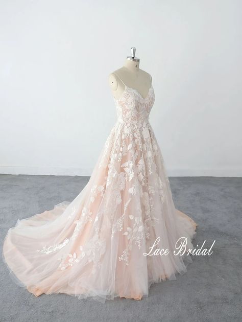 Pink Champagne Wedding Dress, Blush And White Wedding Dress, Rose Pink Wedding Dress, Champagne Pink Wedding Dress, Pink And White Wedding Dresses, Blush Boho Wedding Dress, Pink White Wedding Dress, Off White Wedding Dress Champagne Ivory, Peach Wedding Dresses