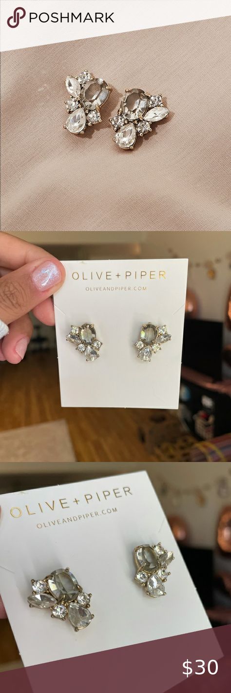 Olive and Piper studs Olive And Piper, Crystal Stud Earrings, Retail Therapy, Gold Plating, Formal Event, Open Back, Wedding Jewelry, Diamond Earrings, Daily Wear