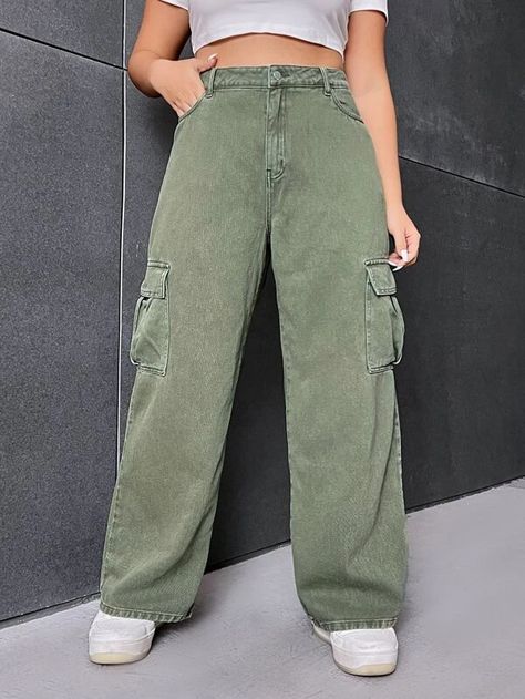 Boyfriend Pants Outfit, Cargo Outfit, Boyfriend Pants, Baggy Cargo Pants, Green Cargo Pants, Jeans Cargo, Green Jeans, Outfit Goals, Cargo Jeans