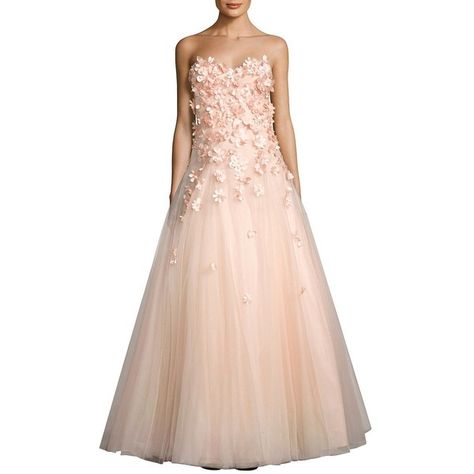 Basix Black Label Strapless Floral Gown ($443) ❤ liked on Polyvore featuring dresses, gowns, floral applique gown, strapless dresses, circle skirt, floral ball gown and pink floral dress Blush Evening Dress, Sweet 16 Birthday Party Ideas, 16 Birthday Party Ideas, Gowns Floral, Pink Skater Skirt, Floral Evening Gown, Basix Black Label, Floral Ball Gown, Pink Evening Gowns