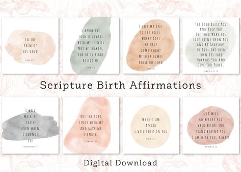 Birth Affirmation Cards, Quotes Bible Verse, Birth Quotes, Positive Birth, Peace Scripture, Birth Affirmations, Powerful Scriptures, Birth Cards, Bible Verse Cards