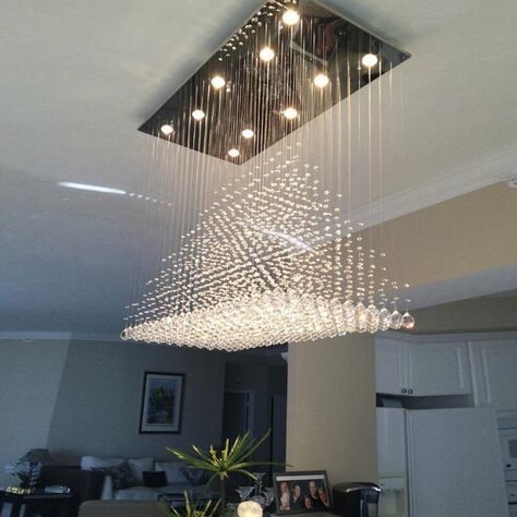 Crystal Chandelier | Sofary Lighting Types Of Ceilings, Glamorous Interiors, Modern Lighting Chandeliers, Rectangular Chandelier, Crystal Chandelier Lighting, Modern Crystal Chandelier, Crystal Ceiling Light, Luxury Chandelier, Porcelain Jewelry