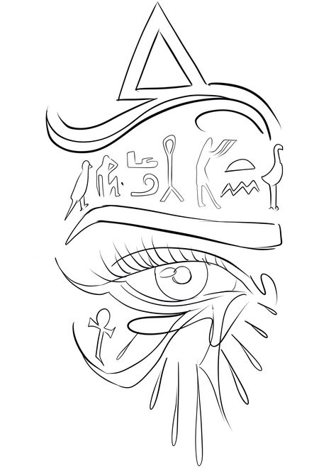 Sphinx Tattoo Design, Egyptian Tattoo Stencil, Egyptian Sketch, Ma'at Tattoo, Eye Of Ra Tattoo, Egypt Tattoo Design, Egyptian Eye Tattoos, Meaningful Symbol Tattoos, Half Sleeve Tattoo Stencils