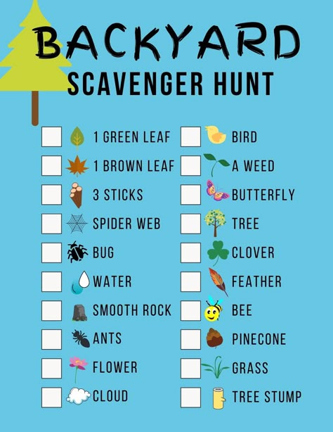 Backyard Scavenger Hunt (with Printable!) Scavenger Hunt Ideas For Kids, Camping Scavenger Hunts, Outdoor Scavenger Hunt, Scavenger Hunt Ideas, Babysitting Ideas, Quarantine Activities, Scavenger Hunt For Kids, Scavenger Hunts, Printable Ideas