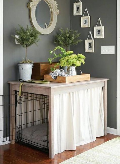 Dog Crate Table, Diy Dog Crate, Crate Table, Dog Crates, Crate Diy, Dog Crate Furniture, Woodworking Plans Diy, Simple Table, Design Living Room