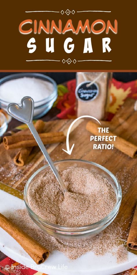 See how to make the best Cinnamon Sugar ratio using two ingredients you already have in your house. It is great to use in so many recipes! Cinnamon Sugar Mixture, Cinnamon And Sugar Mixture Recipe, How To Make Cinnamon Sugar, Cinnamon Uses, Cinnamon Sugar Toast, Mixture Recipe, Cinnamon Sugar Recipes, Sour Cream Banana Bread, Rolled Sugar Cookies