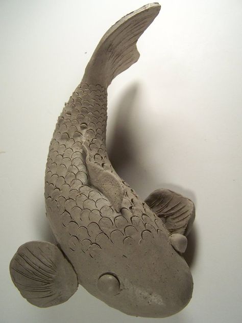 Clay Koi Fish, Fish Clay, Clay Fish, Kids Clay, Pottery Store, Pottery Animals, Tanah Liat, Fish Sculpture, Ceramic Fish