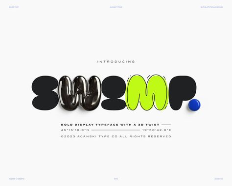 Swomp - Free Bubble Font :: Behance Bubble Typeface, Bubble Graphic Design, Bubble Typography, Bubble Brand, Abstract Font, Bubble Type, Logo Tutorial, Whimsical Typography, Font Bubble