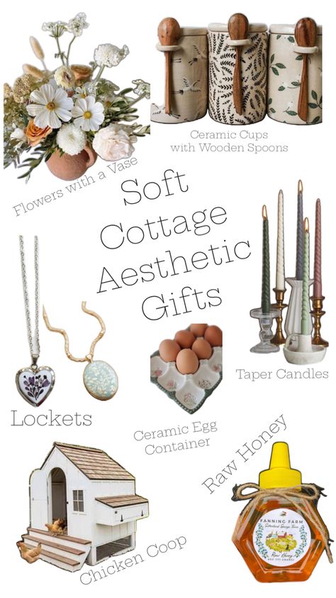 Cottage Gift Ideas Soft Cottage Aesthetic, Cottagecore Gift Ideas, Cute Aesthetic Gifts, Honey Wildflower, Aesthetic Gifts, Cottage Gifts, Cottagecore Gifts, Egg Container, Cottage Aesthetic