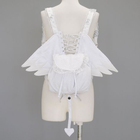 FRILL Angel Wings Rucksack (2011) Rp Theme Pics, Angel Wings Backpack, Theme Pics, H Naoto, Harajuku Dress, Skirt Outfits Aesthetic, Dolly Fashion, White Costume, Coquette Grunge