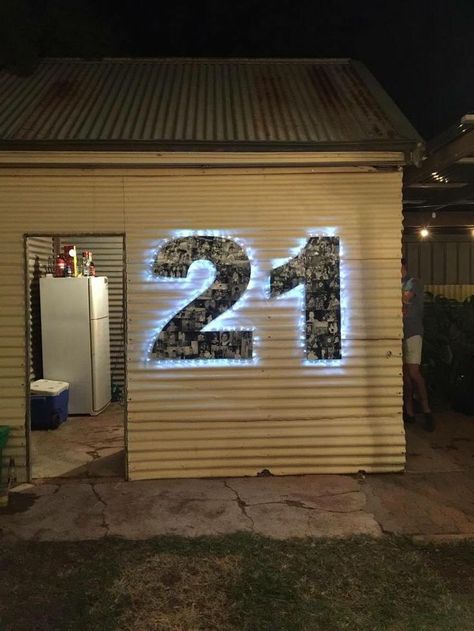 What a great idea for a Diy "21" photo board! #21stbirthday #birthdayparty #partydecorations #partyideas 21st Birthday Photo Display, 18th Photo Board Ideas, 21st Photo Board Ideas, Photoboard Ideas, Diy 21st Birthday Decorations, 21st Bday Decorations, 21st Birthday Decor, 21st Birthday Diy, 21st Party Decorations