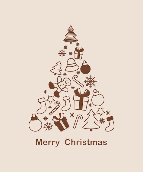 Christmas card with fir tree outlines ve... | Premium Vector #Freepik #vector #funny-christmas #cute-santa #funny-santa #christmas-art Christmas Simple Illustration, Illustration Christmas Tree, Christmas Vector Art, Christmas Tree Vector, Christmas Outline, Christmas Graphic Design Illustration, Christmas Graphic, Christmas Tree Illustration, New Year Doodle