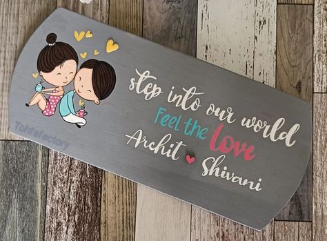 Feel the Love 💕 Happiness is Handmade 🖌️ #handmadedecor #handpaintednameplate #handmadeart #personalizedgifts #personalizednameplate #customisednameplate #handmadeisheartmade #handmadewithlove #keepcreating #CoupleGoals #couplenameboard #tohfafactory Nameplate Ideas, Lippan Mirror, Door Nameplate, Door Name Plates, Name Plates For Home, Name Plate Design, Easy Room Decor, Painted Items, Homemade Home Decor