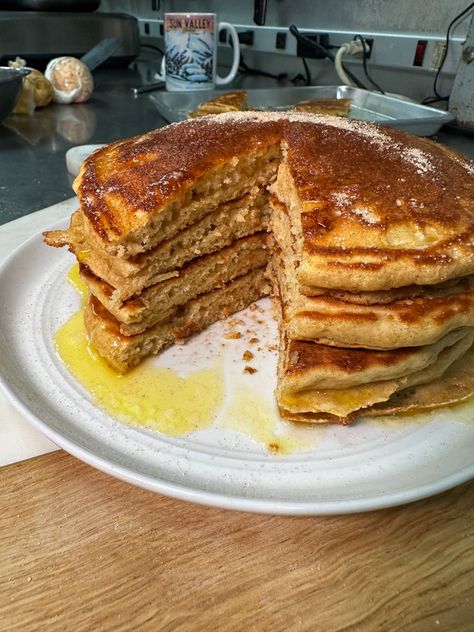 Apple Cider Pancakes Easy, Donut Pancakes, Apple Cider Donut Pancakes, Cinnamon Apple Pancake Topping, Pumpkin Pancakes With Cinnamon Syrup, Pancakes With Apple And Cinnamon, Apple Cinnamon Buttermilk Pancakes, Apple Cider Donut Cake, Cider Donut Cake