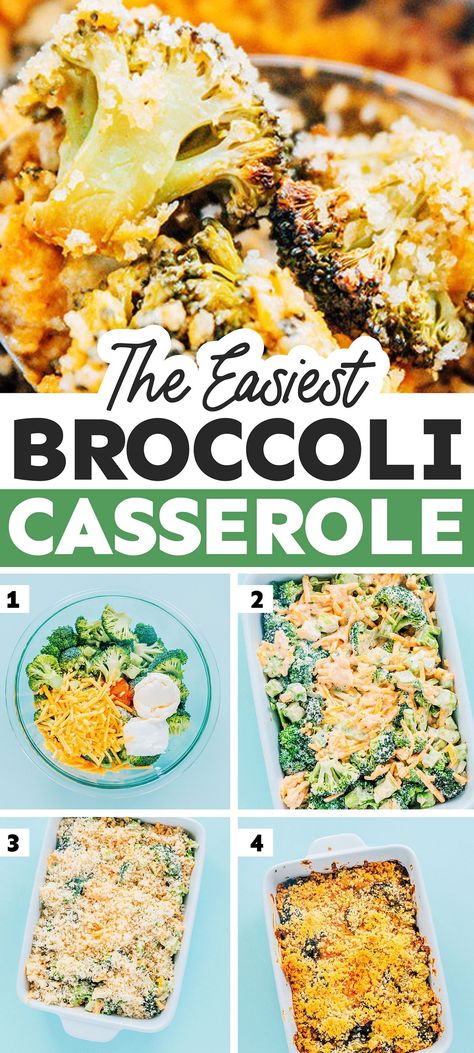 This healthy broccoli casserole is about to be your favorite way to eat your veggies. You won't find any canned soup here - we'll use easy swaps for a healthy broccoli casserole your whole family will love! Brocoli Casserole Recipes, Healthy Broccoli Casserole, Broccoli Casserole Healthy, Veggie Casserole Healthy, Easy Broccoli Casserole, Broccoli Recipes Healthy, Broccoli Recipes Side Dish, Broccoli Side Dish, Easy Swaps