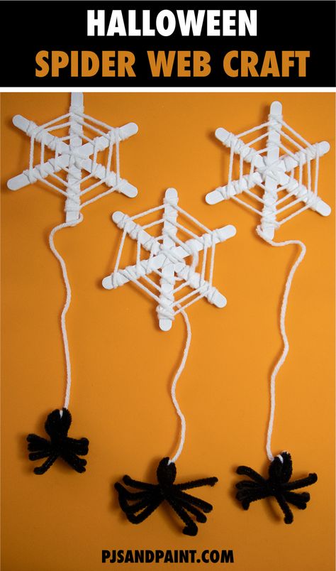 Craft Spider Web, Popsicle Stick Spider Web Craft, Spider Web Kids Craft, Spider Room Transformation, Halloween Spider Web Craft, Halloween Craft Spider, Spiders Web Craft, Popsicle Stick Spider Web, Spider Bead Craft