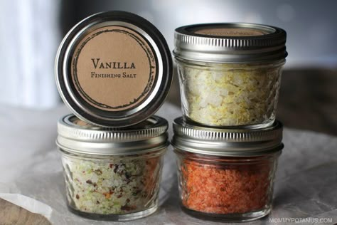 4 Flavored Salt Recipes Chili Lime Salt Recipe, Flavored Salts Recipes, Flavored Salt, Finishing Salt, Unique Baby Shower Favors, Homemade Vanilla Extract, Flavored Salts, Christmas Food Gifts, Coarse Salt