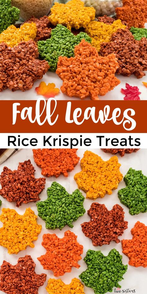 These beautiful Fall Leaves Rice Krispie Treats are delicious, easy to make and perfect for a Thanksgiving Treat or an Autumn potluck dessert. Who wouldn't want a colorful Rice Krispie Treat Maple Leaf as a Thanksgiving Dessert? Pin this yummy Fall Treat and follow us for more great Thanksgiving Food Ideas. Potluck Dessert, Thanksgiving Desserts Kids, Fun Thanksgiving Desserts, Desserts Ideas, Potluck Desserts, Thanksgiving Desserts Easy, Yummy Fall Recipes, Krispie Treats Recipe, Rice Krispies Treats