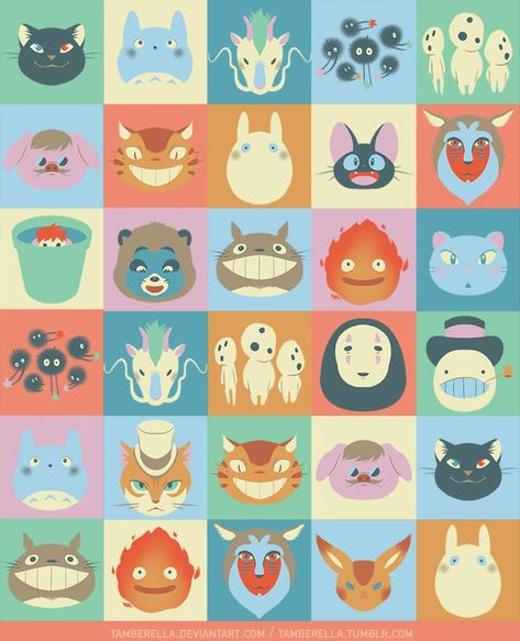 Studio Ghibli Pattern Wallpaper, Studio Ghibli Square, Studio Ghibli Pattern, Ghibli Notebook, Studio Ghibli Doodles, Ghibli Pattern, Cute Ceramics Ideas, Studio Ghibli Painting, Ghibli Stickers