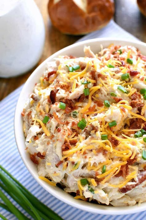 Bacon Cheddar Ranch Chicken Salad Ranch Chicken Salad Recipe, Cheddar Ranch Chicken, Baked Potato Salad Recipe, Ranch Chicken Salad, Southern Discourse, Loaded Baked Potato Salad, Kung Pao Chicken Recipe, Baked Potato Salad, Rice And Chicken