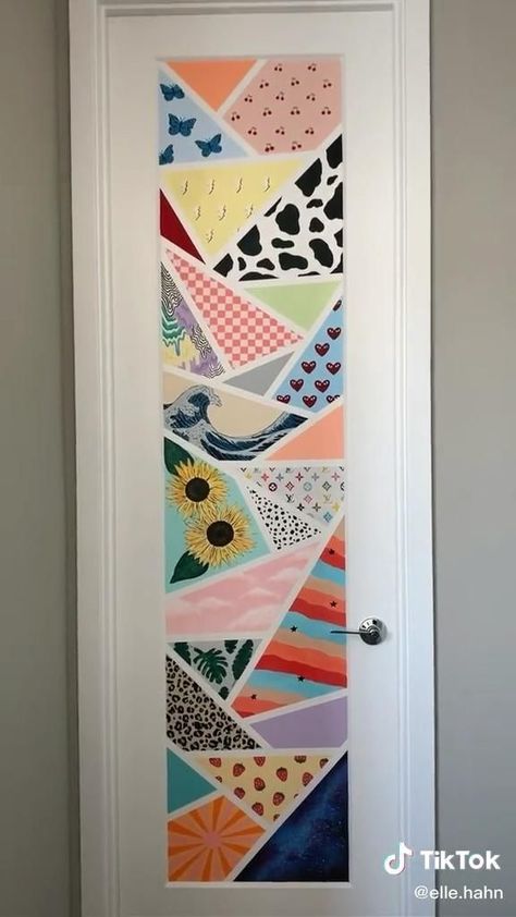 Painted Bedroom Doors, Door Painting, Bedroom Wall Paint, Indie Room Decor, Indie Room, Cute Bedroom Decor, Bedroom Doors, Cute Room Decor, Teen Bedroom