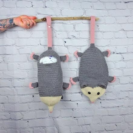 This Crochet Hanging Possum Is A Super Creative Way To Store Your Used Grocery Bags Crochet Grocery Bag Holder, Ridiculous Gifts, Crochet Grocery Bag, Unique Christmas Stockings, Crochet Hanging, Bag Tutorials, Grocery Bag Holder, Crochet Bag Tutorials, Fleece Scarf