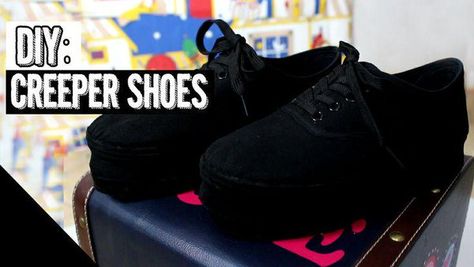 DIY: Platform Shoes/DIY: Cr - http://goo.gl/sZGkIX Diy Platform Shoes, Pastel Goth Diy, Shoes Gif, Gothic Diy, Dark Shoes, Diy Tumblr, Creepers Shoes, Clothes Making, Shoes Diy