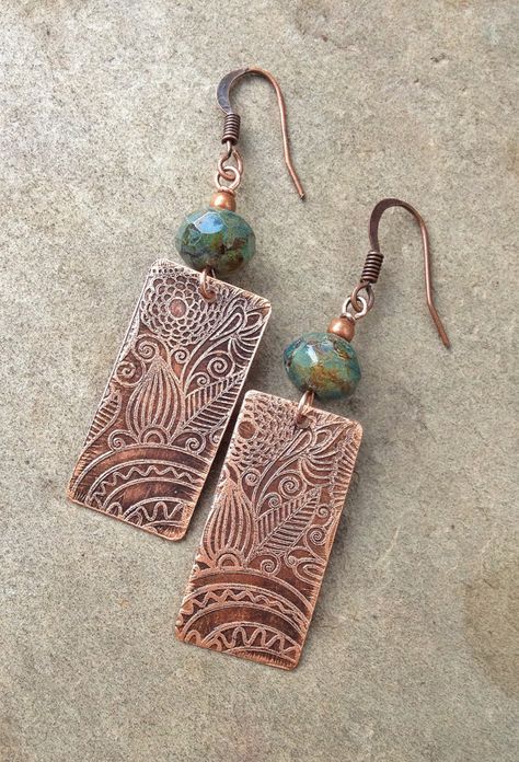 Etched copper jewelry