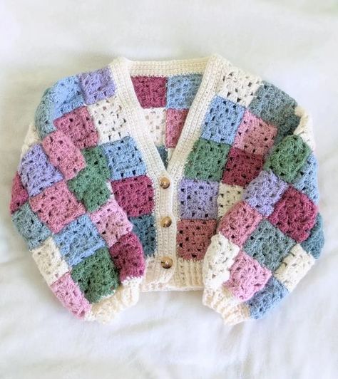 Pastel Granny Square, Fluffy Crochet, Granny Square Cardigan, Square Cardigan, Patchwork Cardigan, Crochet Cardigan, Crochet Sweater, Granny Square, Pastel Pink