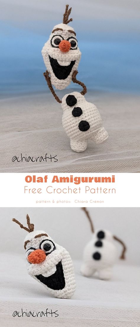 Olaf Amigurumi Olaf Crochet Pattern Free, Crochet Frozen Patterns, Crochet Movie, Crochet Frozen, Crochet Olaf, Olaf Snowman, Disney Crochet Patterns, Crocheting Projects, Crocheting Patterns