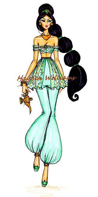 Disney Diva~Jasmine Disney Princess Together, Hayden Williams Fashion, Kida Disney, Disney Divas, Hayden Williams, Disney Jasmine, Fashion Drawing Sketches, Disney Aladdin, Princess Art