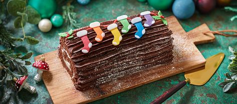 Prue Leith's Chocolate Yule Log - The Great British Bake Off | The Great British Bake Off Dorm Recipes, Yule Log Recipe, Chocolate Yule Log, Prue Leith, Swiss Rolls, Yule Log Cake, The Great British Bake Off, Baking Stuff, Log Cake