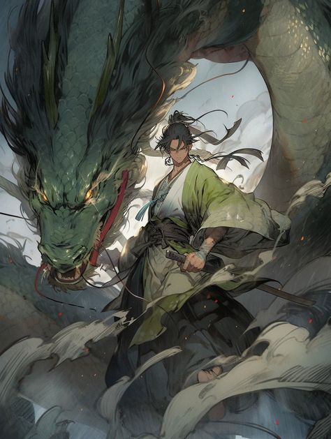 Asian Dragon Drawing, Dragon Master, Dragon Chino, Samurai Anime, Asian Dragon, Dragon Artwork, Dragon Drawing, Creature Concept Art, Fantasy Warrior