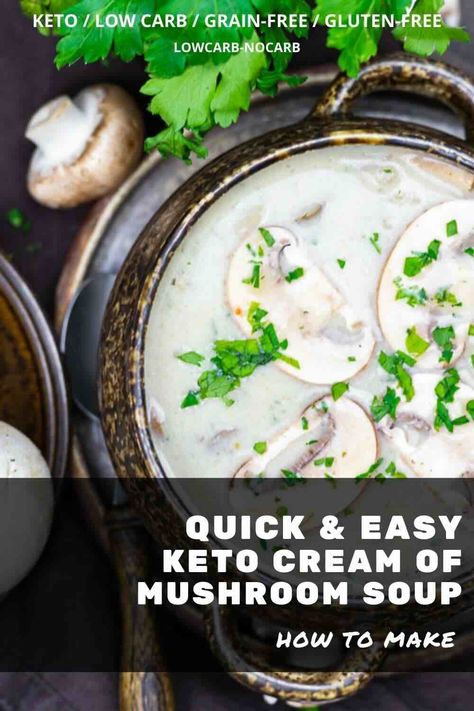 If you're looking for a comforting dish that fits your low carb lifestyle, this creamy keto mushroom soup recipe is just what you need. This keto cream of mushroom soup is thickened with cream, giving it that perfect rich texture without the carbs. It's a great way to enjoy a hearty, flavorful meal while meeting your goals. Keto Cream Of Mushroom Soup, Keto Cream Of Mushroom, Keto Mushroom Soup, Chicken Veggie Soup, Keto Mushrooms, Parmesan Crusted Chicken Recipe, Crusted Chicken Recipes, Mushroom Soup Recipe, Low Carb Soup Recipes