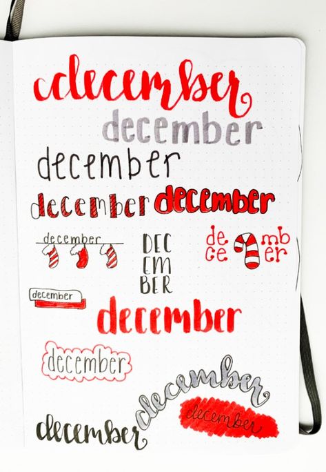 December Header, Journal Headers, Monthly Bullet Journal, Bullet Journal Christmas, Bullet Journal Headers, December Bullet Journal, Bullet Journal Month, Bullet Journal Font, Bullet Journal Banner