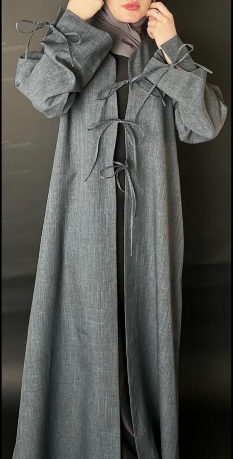 This detailling has become so popular. #abaya#detail#bow#grey#autumn#fall#fallin#pumkin Grey Abaya Outfit, Grey Abaya, Grey Autumn, Abaya Outfit, Grey Velvet, Abaya Fashion, Autumn Fall, Charcoal Grey, Light Grey