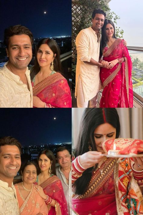 Karwachauth Poses, Karvachauth Photoshoot, Vicky Katrina, Ig Dump, Vintage Bollywood Aesthetic, Bollywood Aesthetic, Karva Chauth, Katrina Kaif Photo, Simple Lehenga