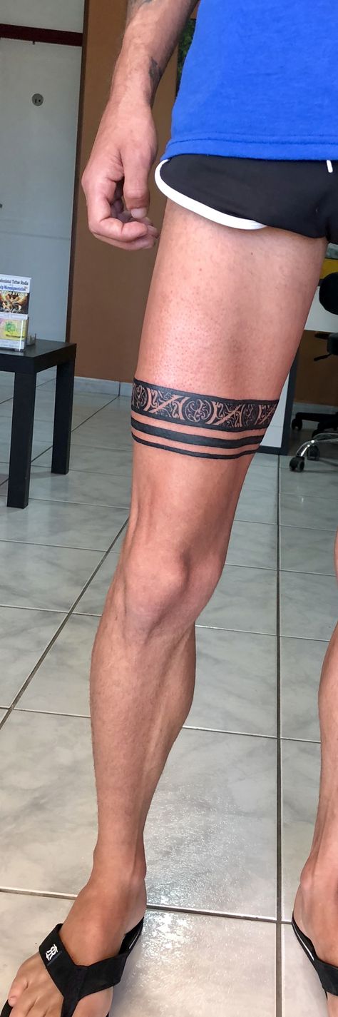 Leg stripe tattoo Tattoo That Wraps Around Leg, Leg Ring Tattoo Men, Thigh Band Tattoo Men, Band Leg Tattoo, Band Tattoo On Thigh, Leg Bracelet Tattoo, Leg Band Tattoo Men, Legband Tattoo, Leg Ring Tattoo